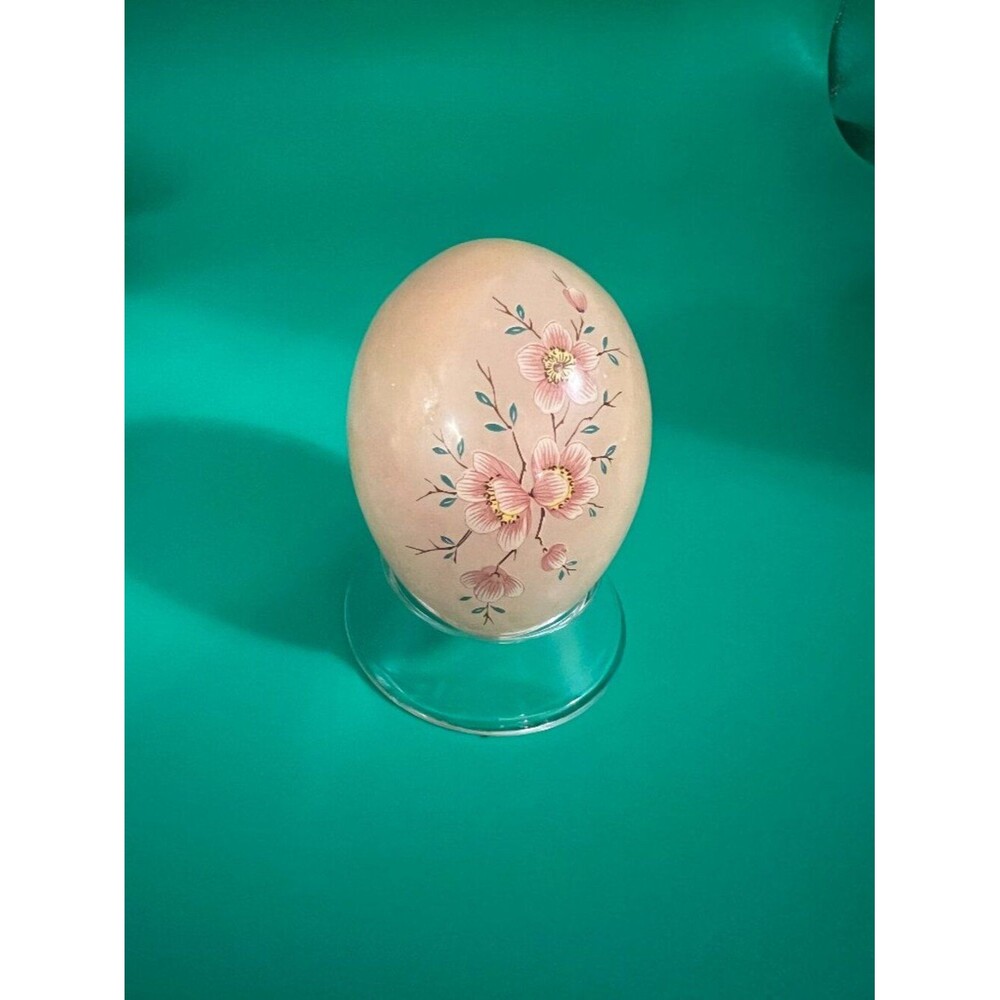 Vintage hand carved and painted marble/alabaster egg, made in Italy,